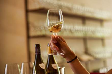 Un verre de vin blanc de la Maison Prosper Maufoux